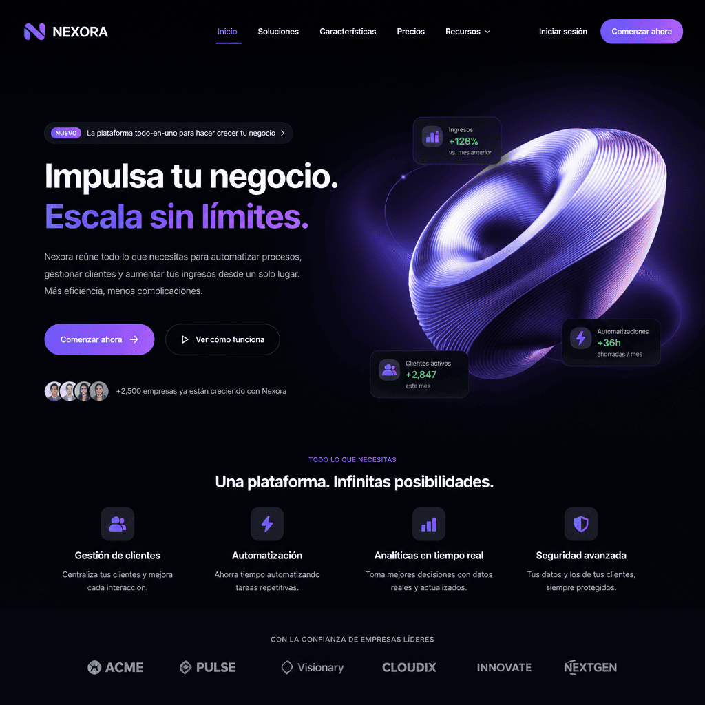 Diseño de página de inicio